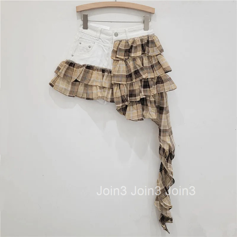 Y2k Skirts for Women 2025 Faldas Mujer De Moda Denim Contrast Color Leopard Saia Chic Summer Jupe Irregular Bodycon Mini Skirt