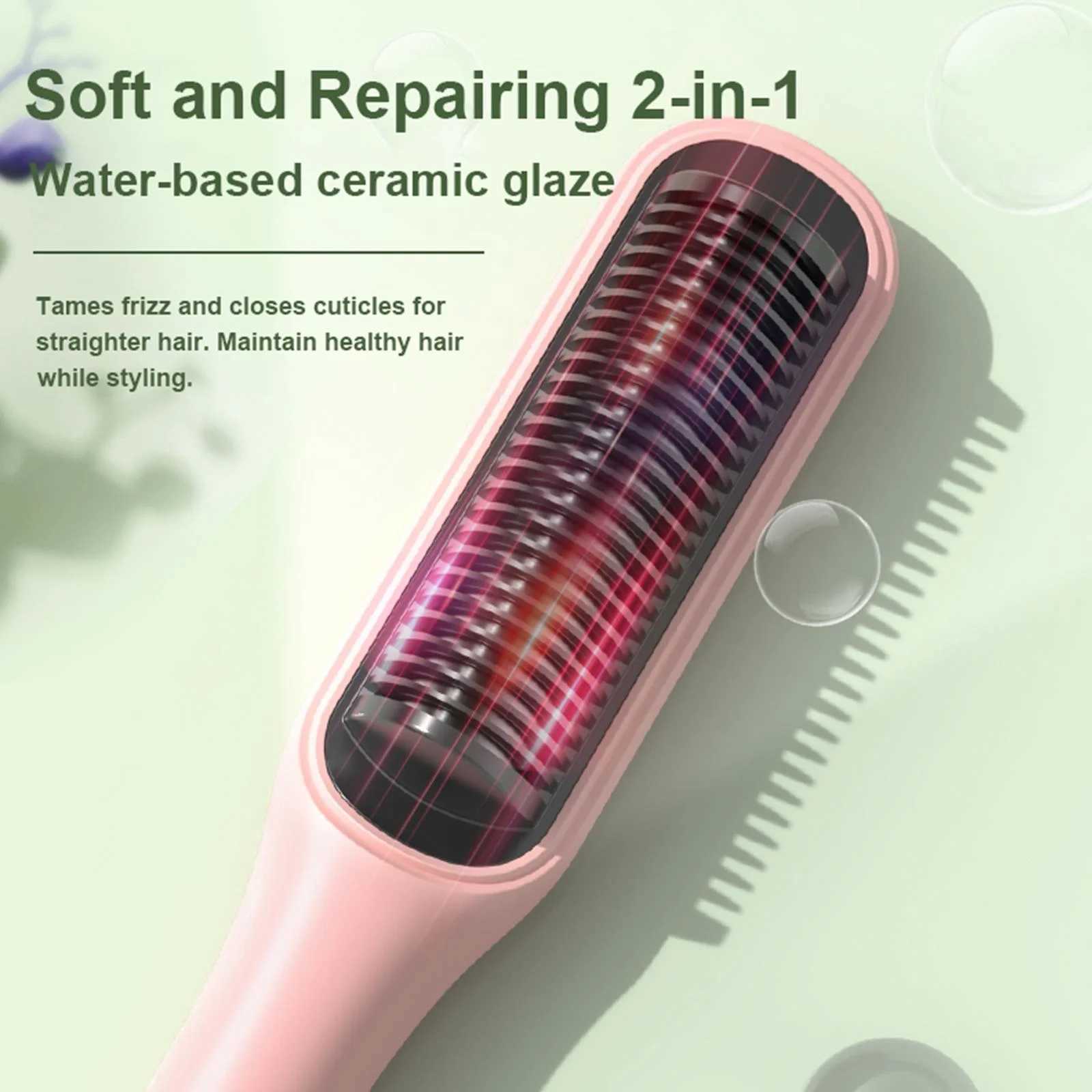 Hot Heating Hair Straightener Hot Comb Curling Iron Multi-speed Electric Straightening Comb Curling Iron Hair BrushXJ250621