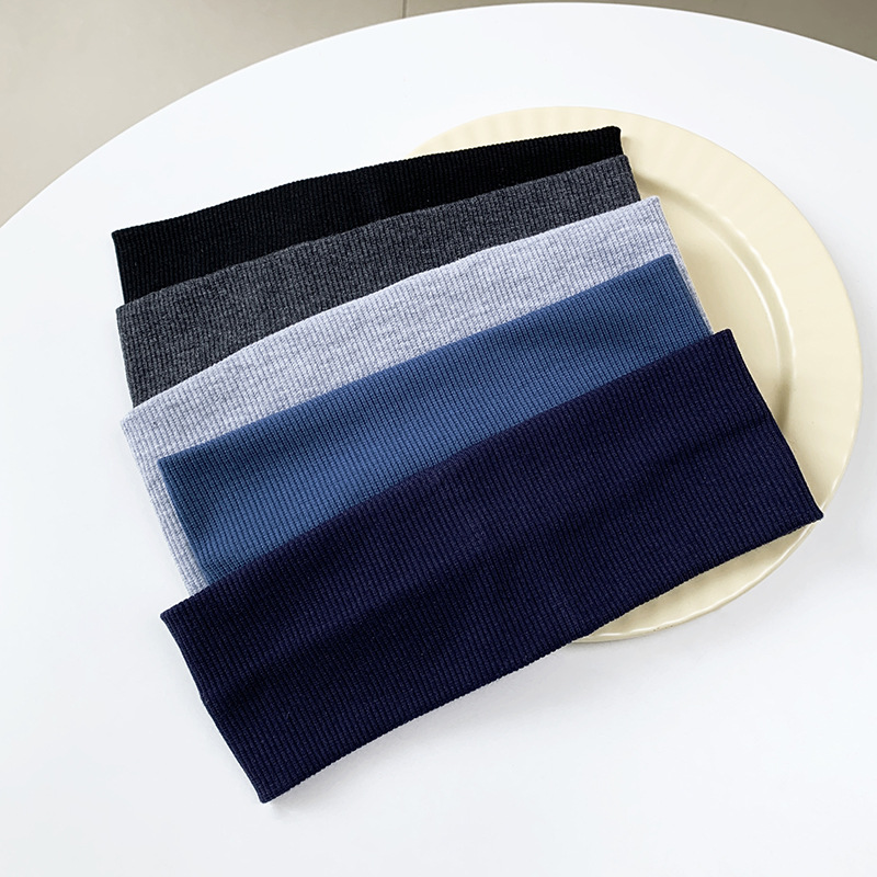 5PC Sports Cycling Hairbands Wash Face Cotton Knitted Headband For Women Hair Color Hairband Knitted Elastic Sports Yoga Headband Girls Hair Band Hair