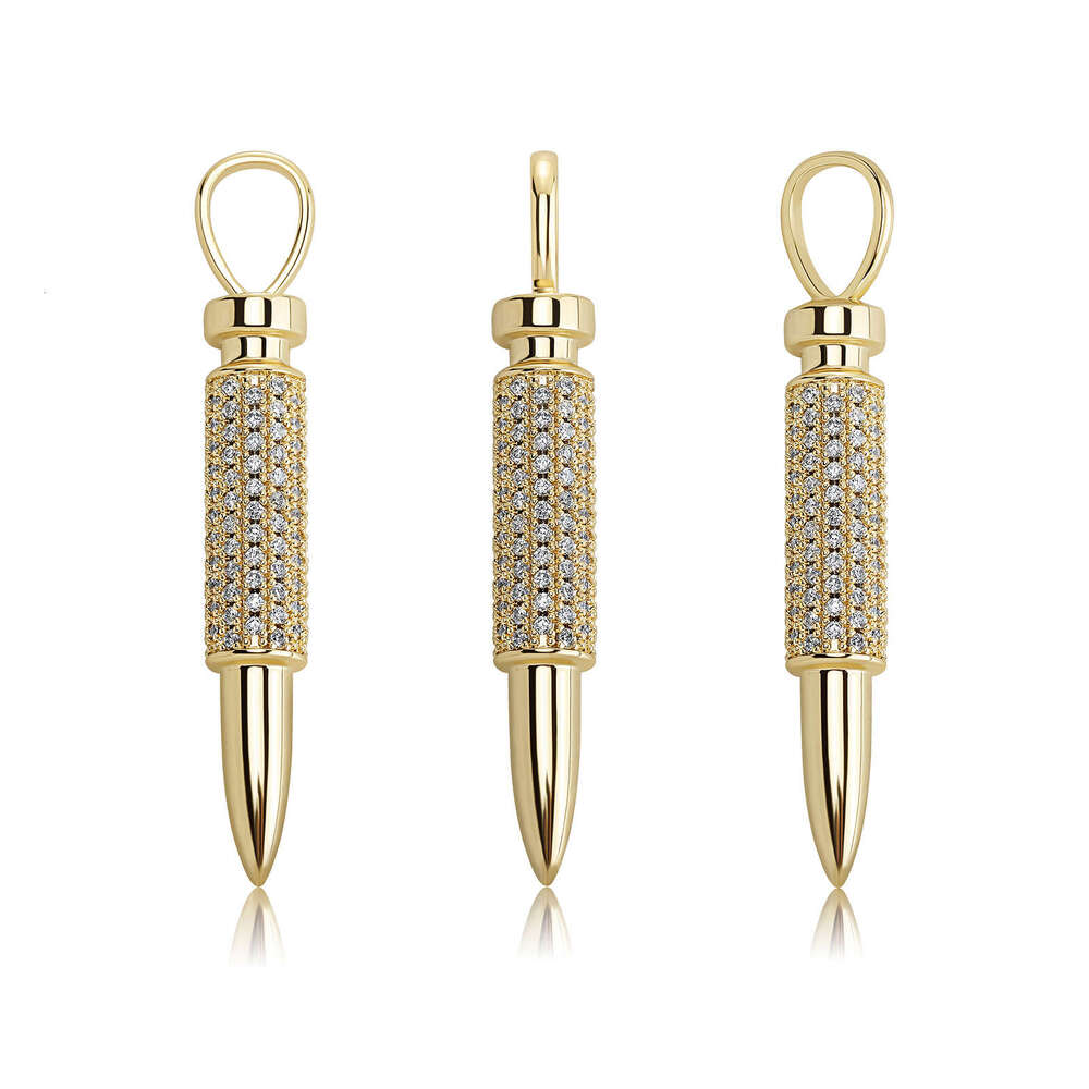 DeWu New Bullet Shell Hip-Hop Pendant Necklace Men's Trendy Rap Accessories Gold Jewelry