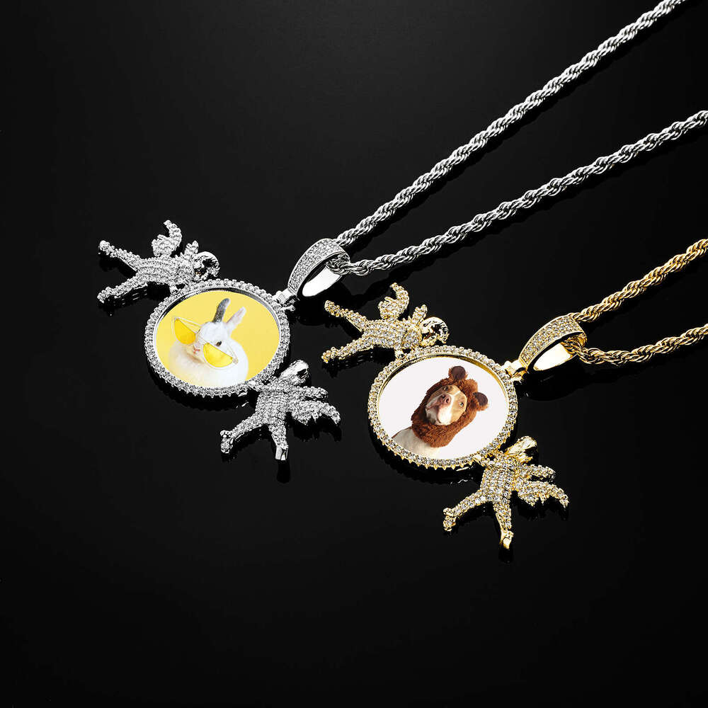 Jin Ao 2023 New Full Dia Angel Photo Frame Pendant DIY Hip-Hop Necklace