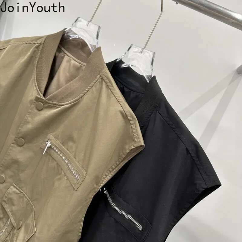 2025 Women Clothing Fashion Vest Patchwork Zipper Sleeveless Waistcoat Korean Casual Tanks Crop Tops Chalecos Para Mujer 27r575