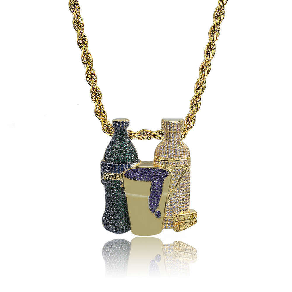 Fun Cute Cartoon Christmas House Colorful Micro Paved Zircon Pendant Unisex Hip Hop Trend Necklace