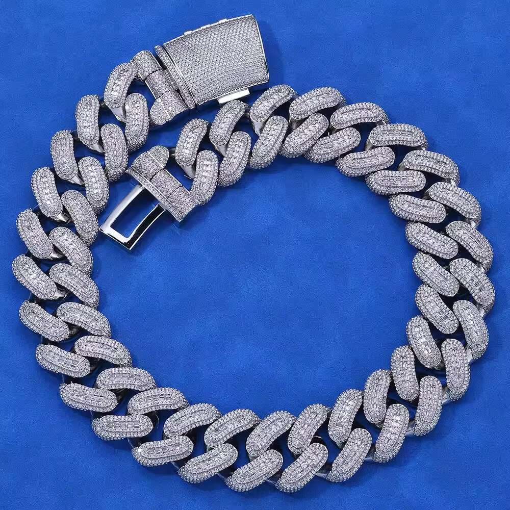 Hot Sale VVS1 D Color S925 Silver Moissanite Necklace 29mm Cuban Chain Versatile Hip Hop Jewelry for Men Trendy Brand