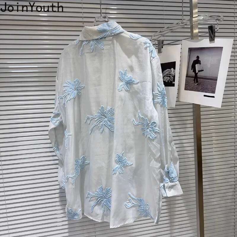 Shorts Set Women Clothing Two Piece Sets Embroidery Long Sleeve Loose Shirt Casual Wide Leg Shorts Suit Fashion Summer Outfits