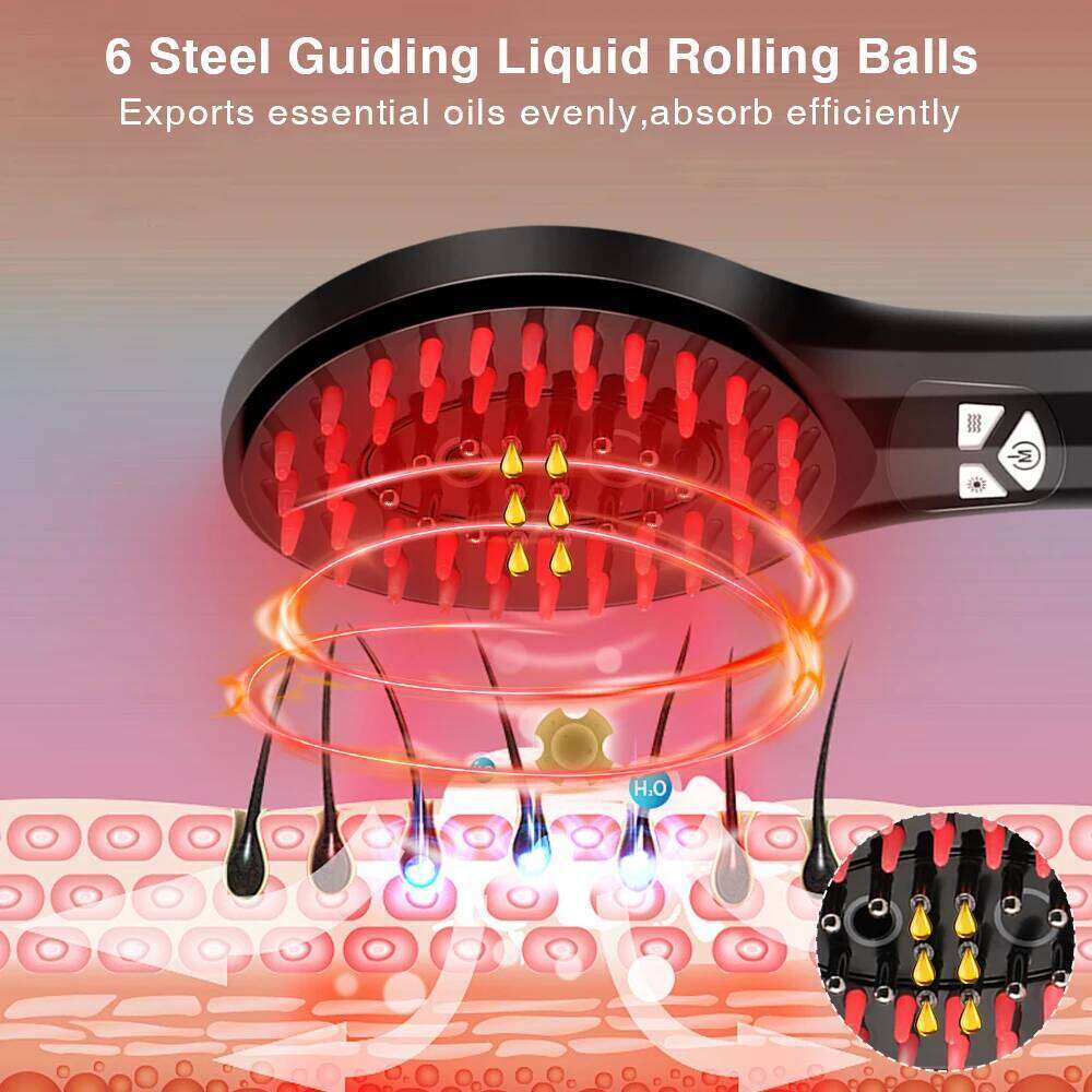 Electric Spray Massage Head Meridian Vibration Massager 660nm Red Blue Light Comb Scalp Applicator Anti Hair Loss