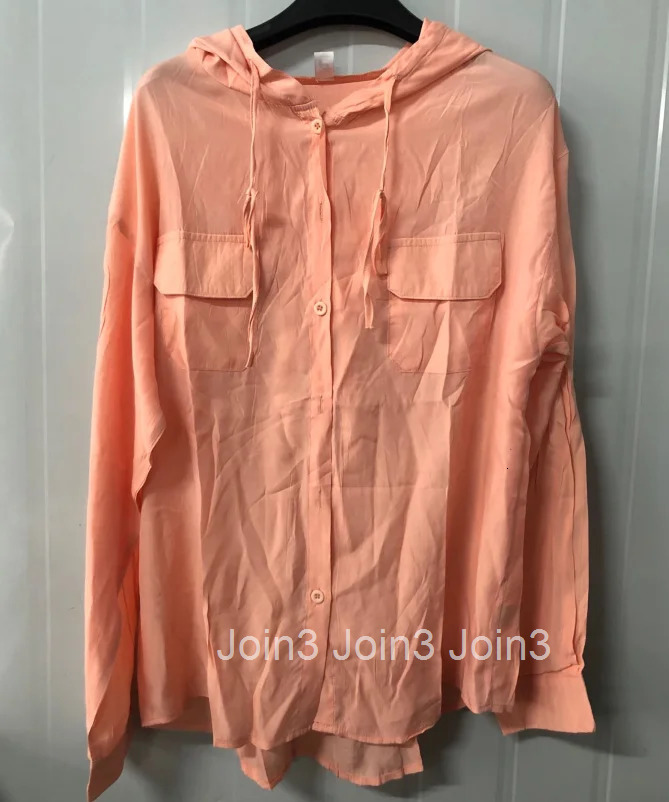 White Hooded Blouses 2025 Womens Clothing Pocket Long Sleeve Casual Oversized Tops Sun Protection Shirt Summer Camisas Mujer