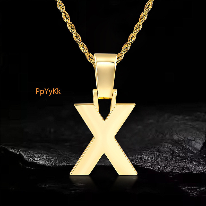 Luxury Jewelry Letter Pendant Minimalist Choker Necklace Niche Luxury Unique Cross HipHop Trendy Bling Bling Accessory