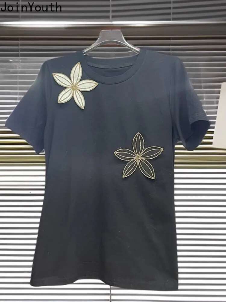 2025 Ropa Mujer Cotton Tshirts Summer Tees Short Sleeve O-neck 3D Floral Camisetas Oversized Tops Casual Fashion T Shirt 63c639
