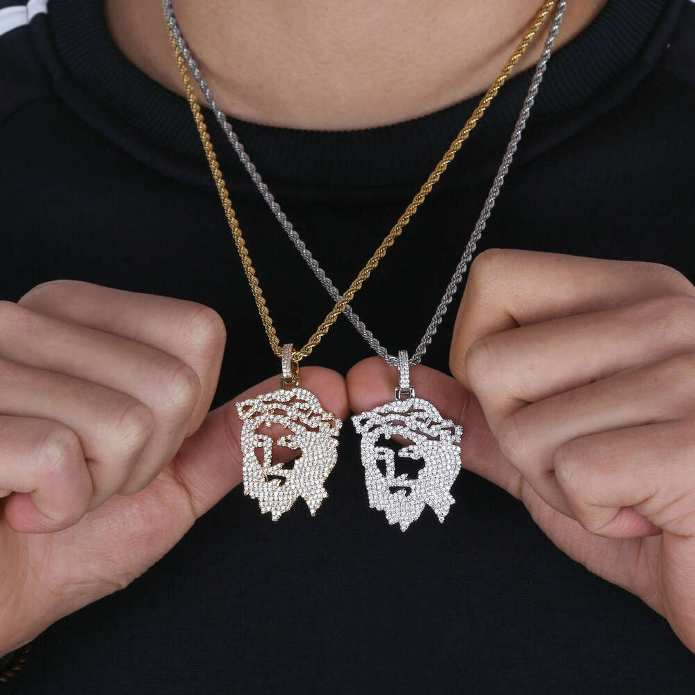 TEMU Hip-Hop Men's Necklace Hollow Jesus Pendant Cuban Jewelry Zircon Chain
