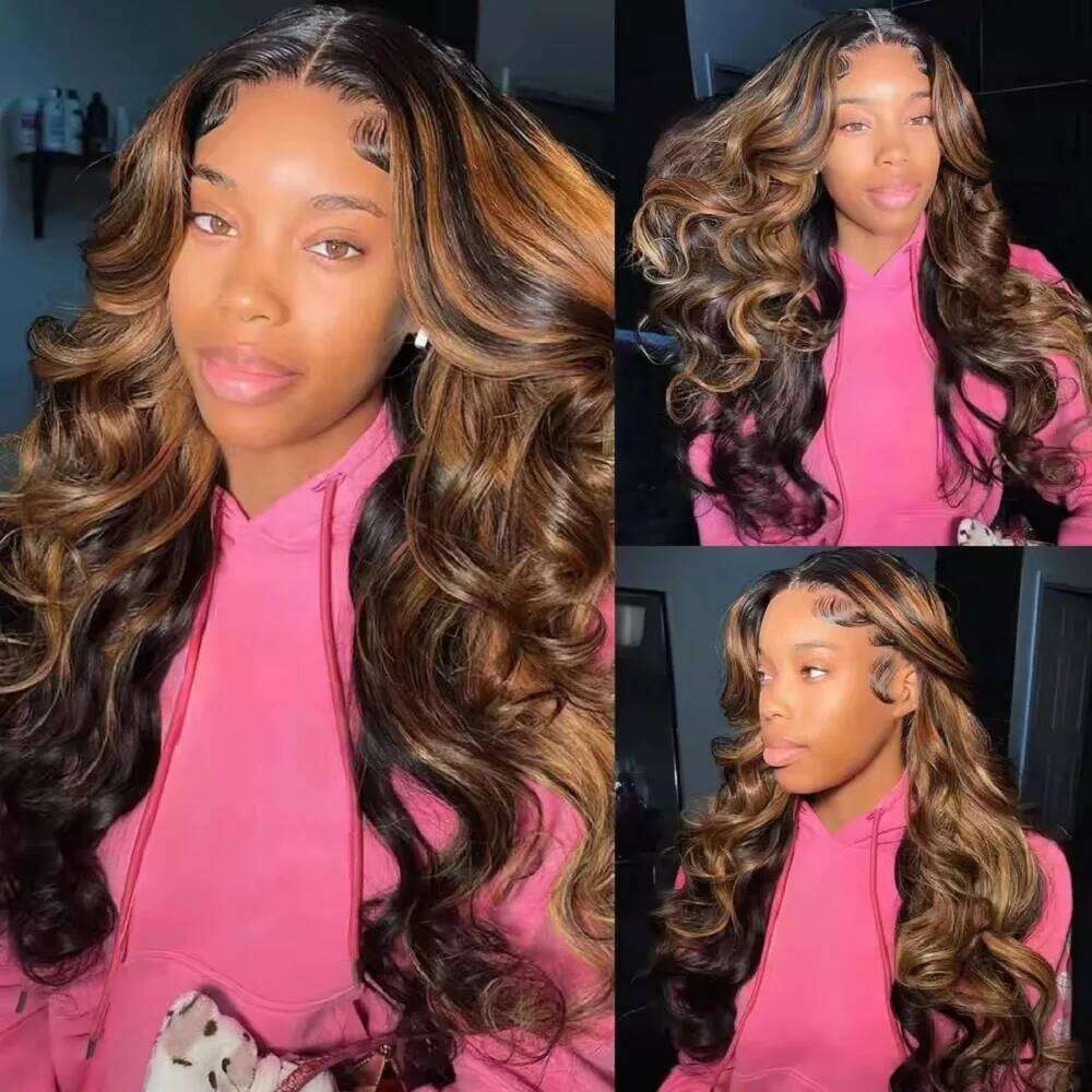9x6 Wear and Go Glueless Plucked Pre Cut 1B/30 Highlight Ombre Lace Front Wig Body Wave Human Hair Wigs