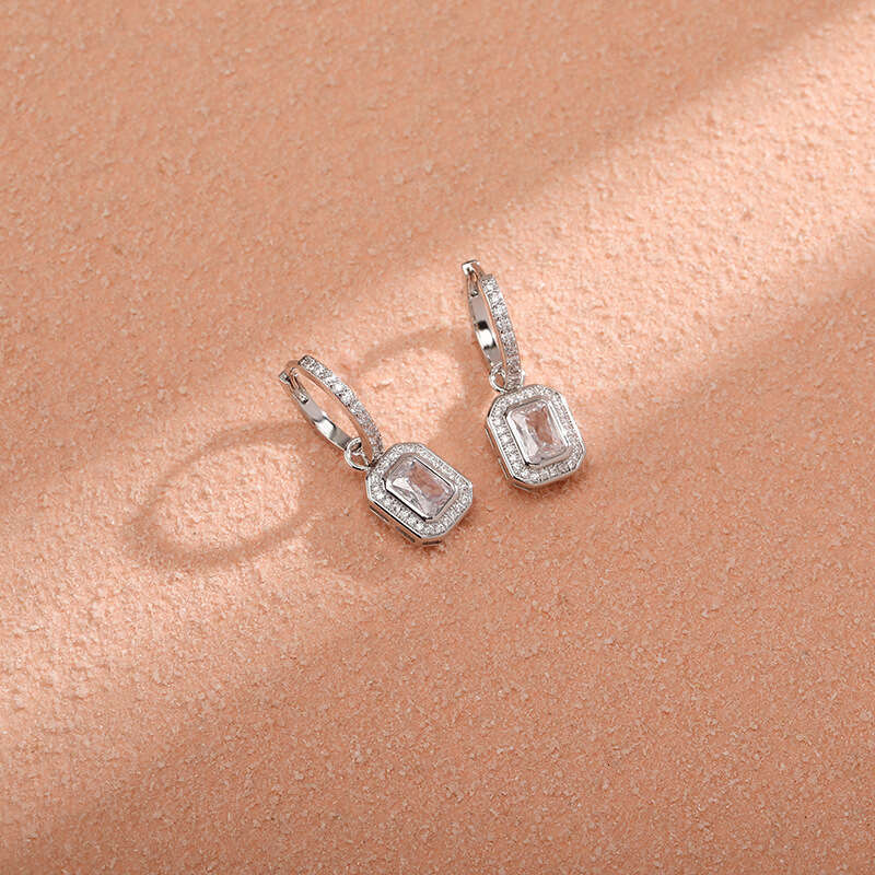 Square Zircon TikTok Live Hip-Hop Personality Versatile Women's Earrings