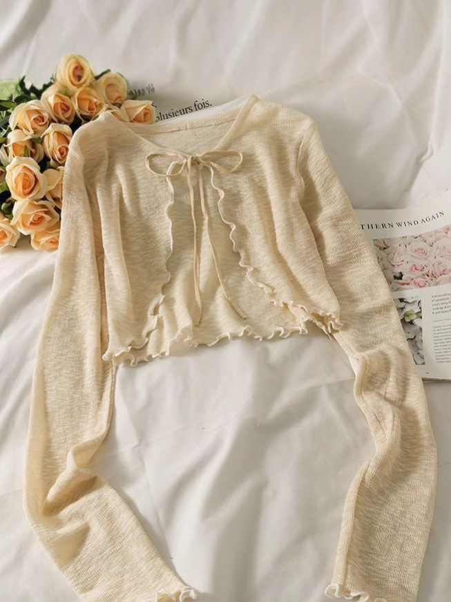 K1100 Summer short sun protection cardigan with ice silk knit sweater for women with short skirt and shawl thin coat