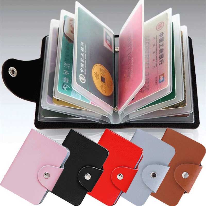 24 Bits Holder Business Bank Card Pocket PU Large Capacity Card Cash Storage Clip Organizer Case ID Holder Pouch Z250621