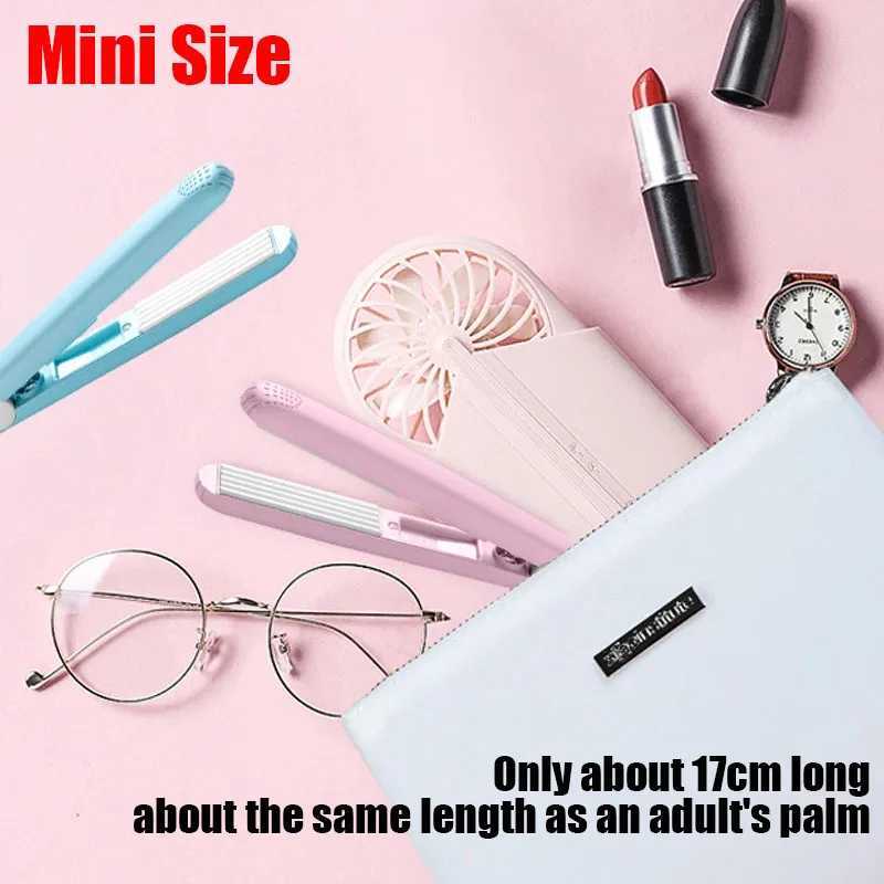 Mini Splint Flat Iron Hair Straightener Curling Wand Curly Ceramic Curler Straight Dual Purpose Hair Styling Tool WITH Hair ClipXJ250621