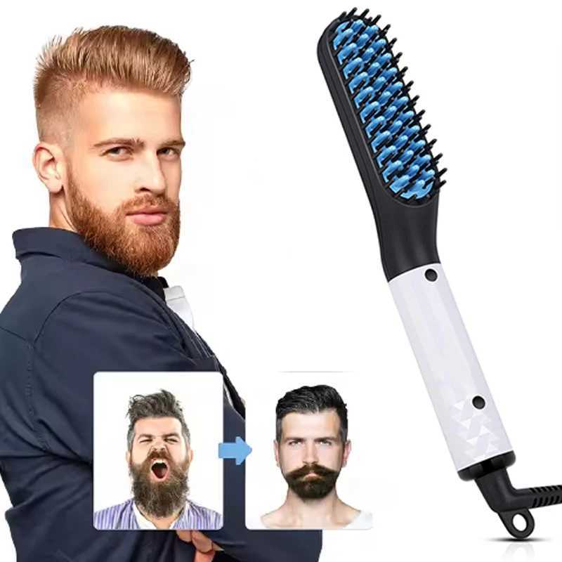 Professional Hot Electric Foldable Beard Straightener Comb for Men Hair Straightening Comb Heated Hair Straightener BrushXJ250621