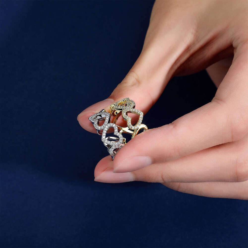 Similar Hollow Heart Zircon for Women, Simple and Elegant Open Ring, Fashionable Index Finger Ring
