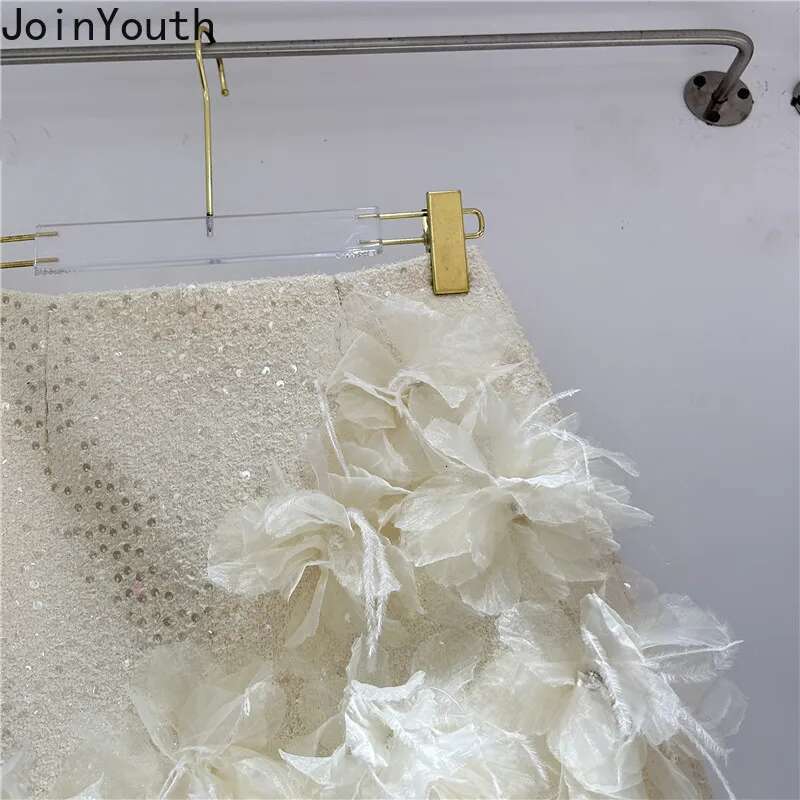 Mini Skirts for Womens 2025 Faldas Mujer De Moda Patchwork Floral Temperament Jupe Fashion Korean Saia Sequin Bodycon Skirt