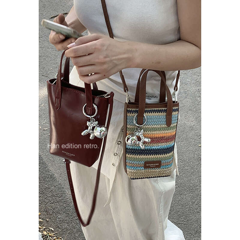 Summer Fashion Handbag 2024 New designer bag Mini Straw Woven Phone Versatile Shoulder Crossbody Small Square Bag