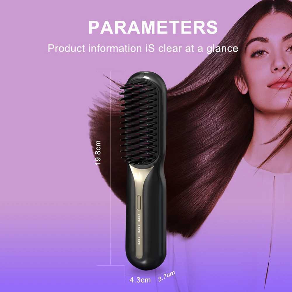 Hot Comb Hair Straightener Electric Heating Comb Fast Heating Portable Travel Anti-Scald Beard Straightener Curling Hot CombXJ250621