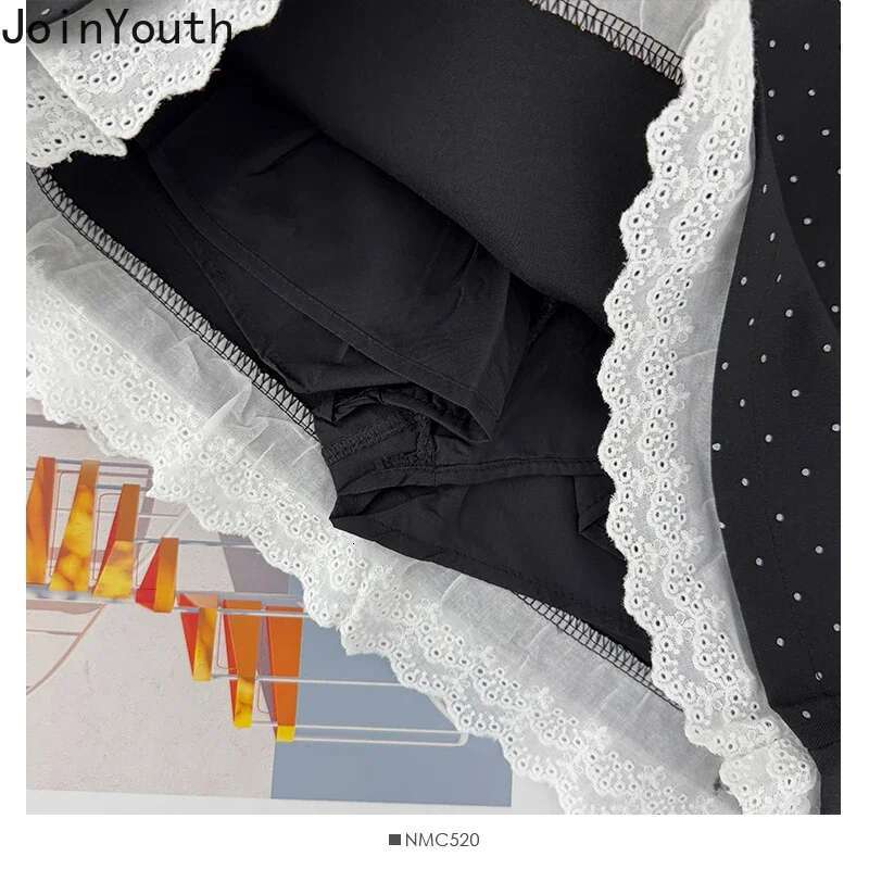 Bodycon Women Skirt 2025 Faldas Mujer De Moda High Waist Tunic Polka Dot Jupe Fashion Vintage Saia Patchwork Lace Mini Skirts