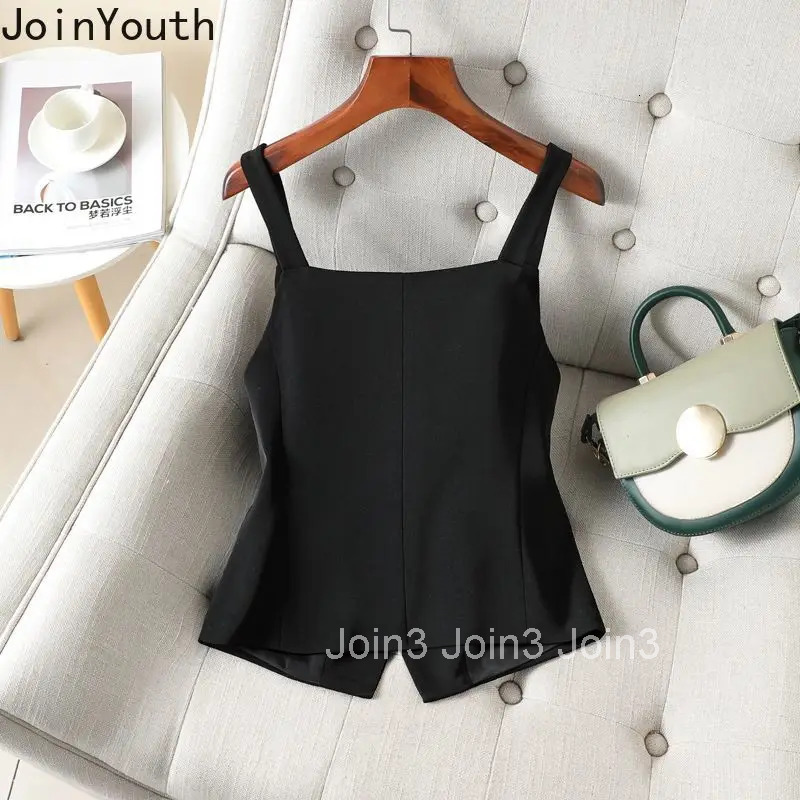 Single Breasted V-neck Sleeve Crop Tops 2025 Ropa Mujer Sleeveless Tunic Camis Temperament Vest Fashion Korean Vintage Tanks