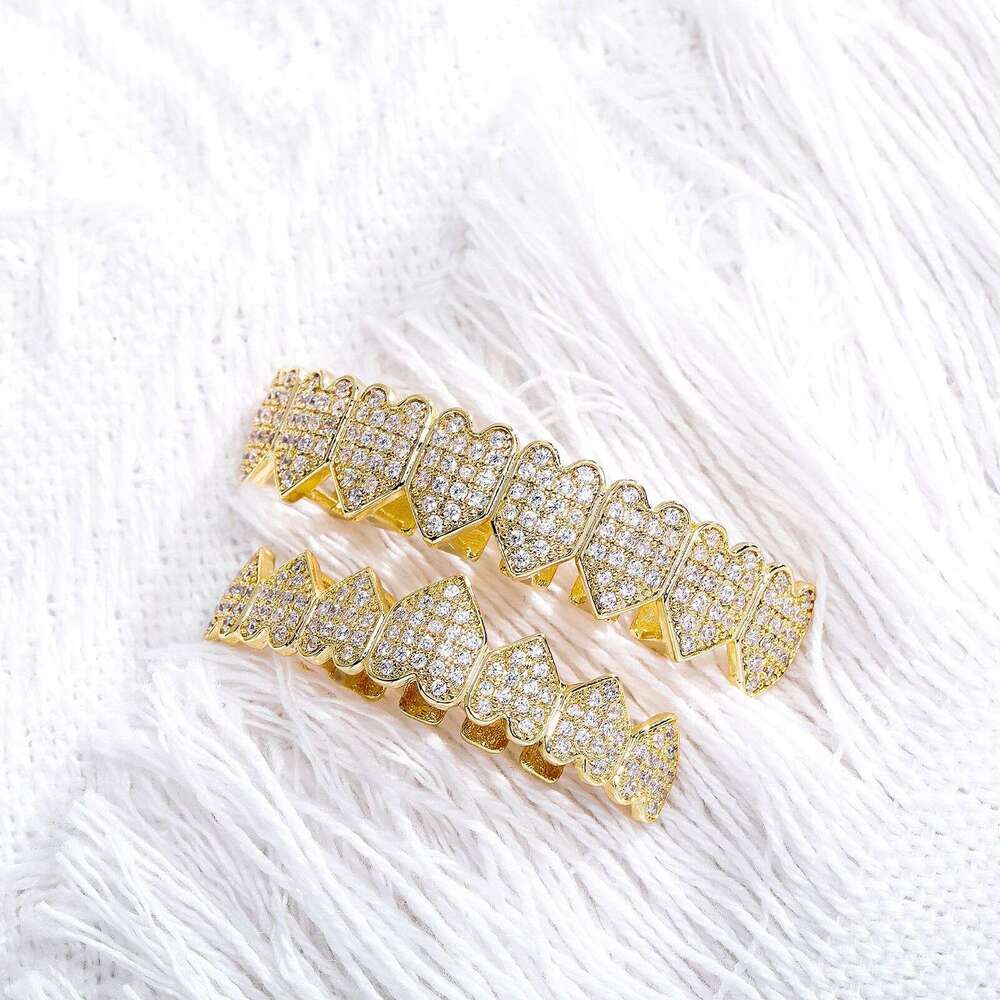 Jin Ao New Product Braces Hip-Hop Micro-Paved Zircon Heart Tooth Jewelry Cosplay Costume Personality Exaggerated Accessories