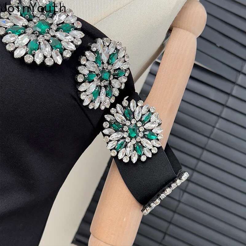 Korean Fashion Clothing Sexy Tanks Women Heavy Diamond 3D Floral Tanks Crop Tops Temperament Tunic Summer Camis 2025 Ropa Mujer