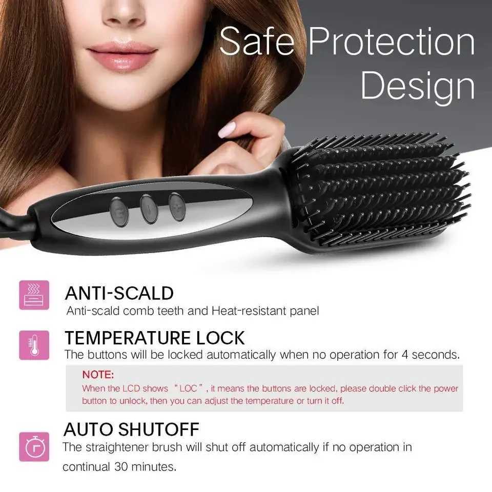 Hair Straightener Brush Comb Electric Hair Brushes Hot Comb Straightener For Hair Anti-scalding Ceramic Beard Straightener BrushXJ250621