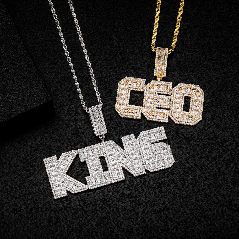 Jin Ao New Hip-Hop Jewelry DIY English Letter Pendant Sharp Double Layer Full Dia Men's Trendy Necklace
