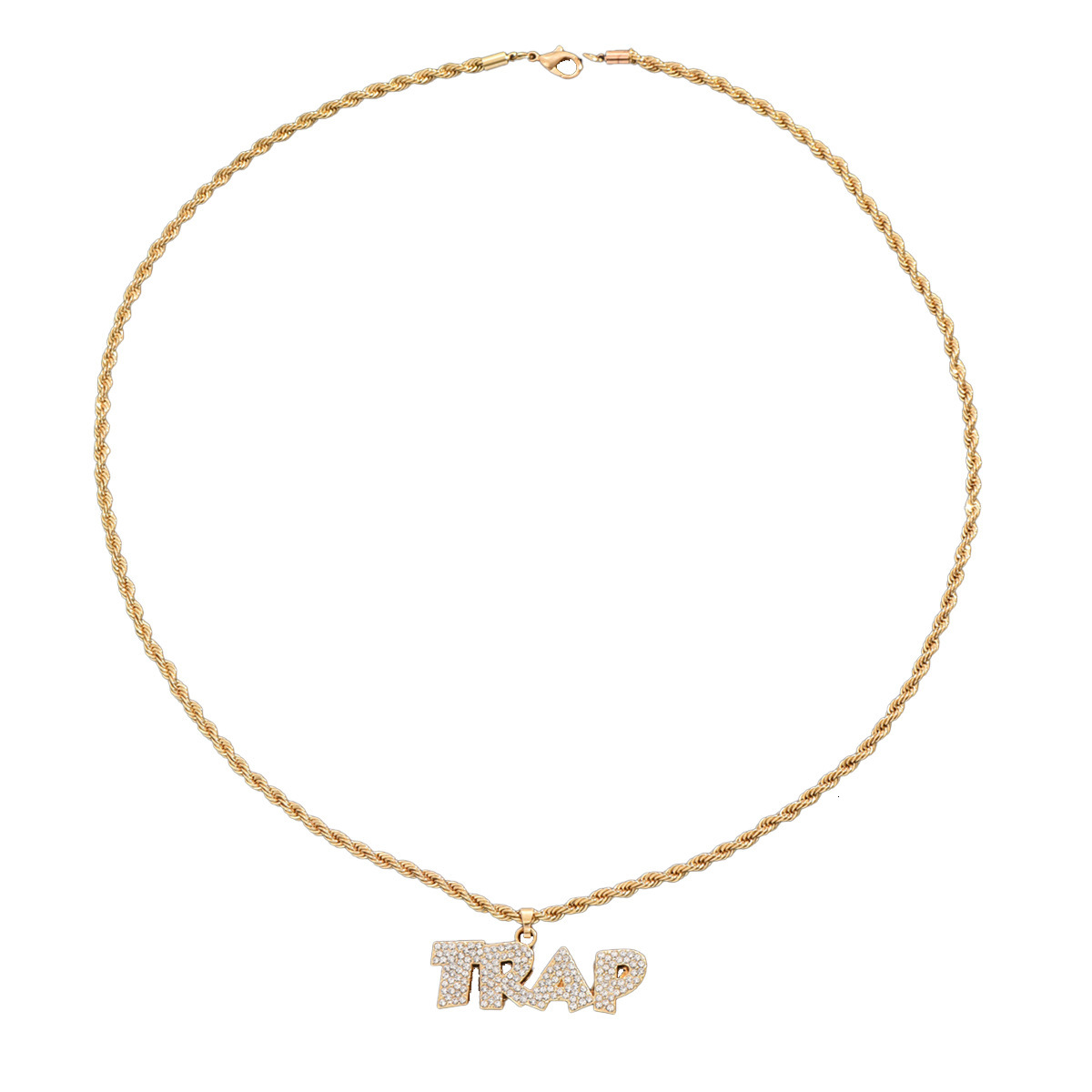 Trendy Men's Cuban Chain Simple Letter Inlaid Design Necklace Elegant Choker