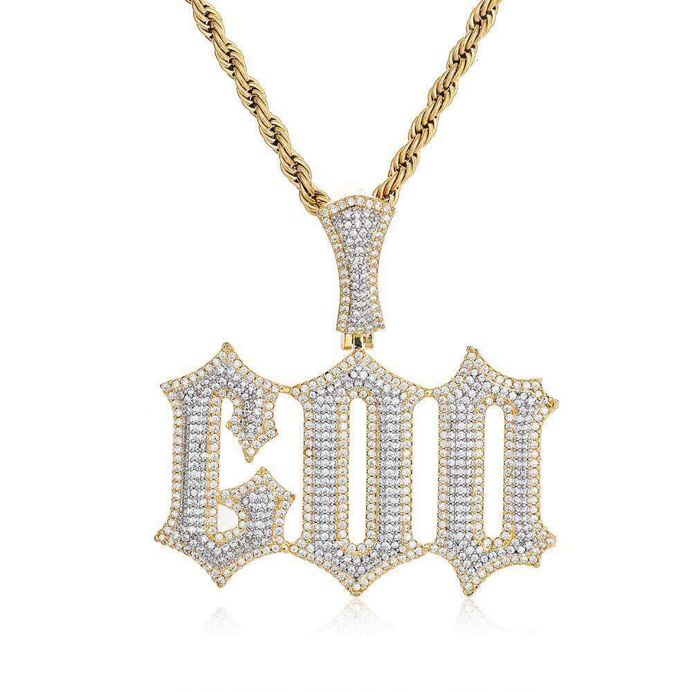 Hip Hop Burr Zircon Trendy Brand Custom DIY Spliced Letter Pendant Necklace 2ab7