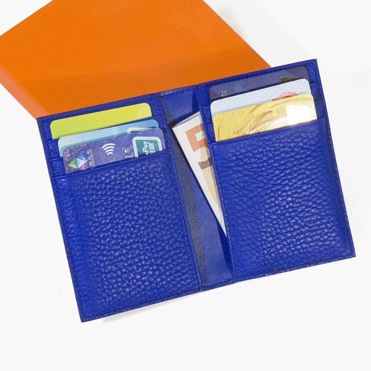 Donna-in Genuine Leather Blue Card Holder for Women Men Leather High Quality Card Holder Protective Card Z250621