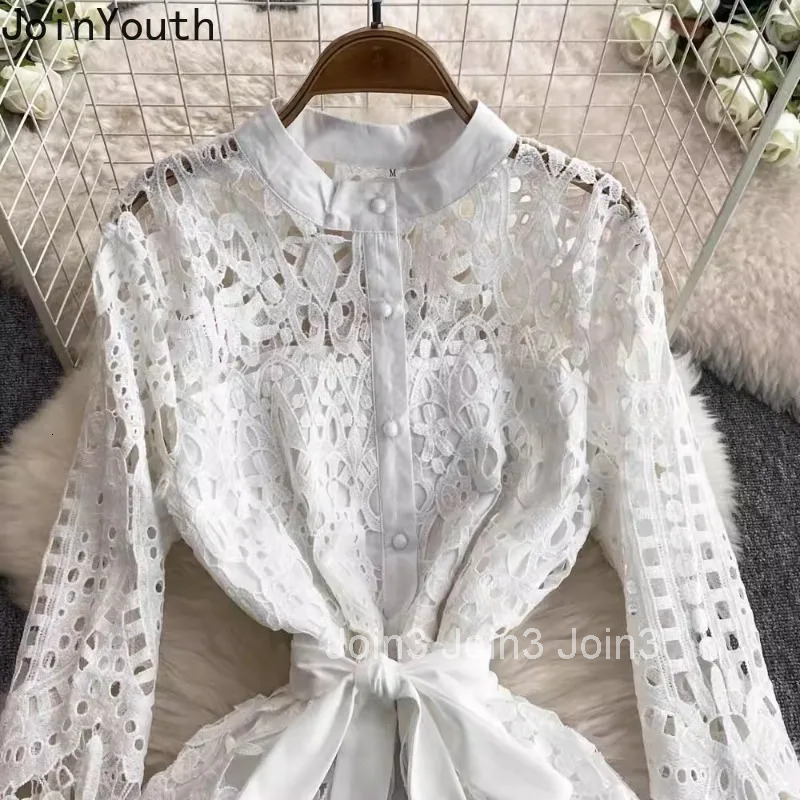 Temperament Robe Femme Vintage Dresses for Women 2025 Vestidos De Mujer Bandage Slim Waist Single Breasted Lace Hollow Out Dress
