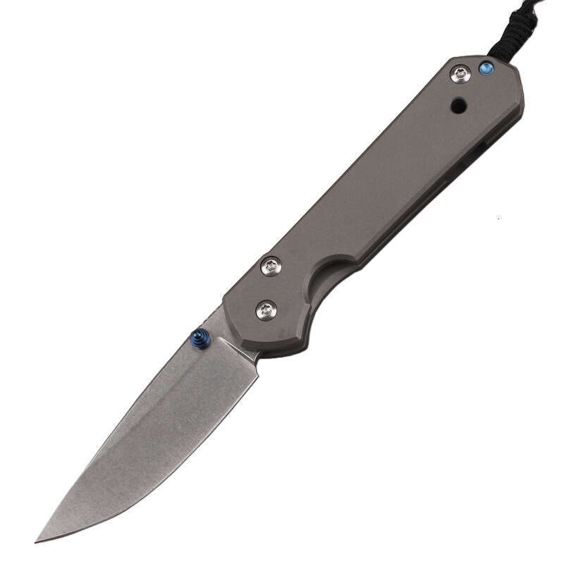 New Style Titanium Alloy Handle Wave Pattern High Hardness 9Cr13Mov Steel Stone Wash Fishing Survival knife EDC Knife
