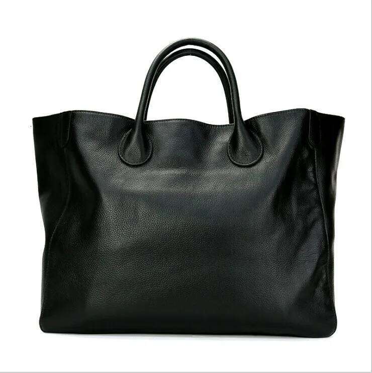 women genuine leather Large tote business capacity casual handbag duffle bag