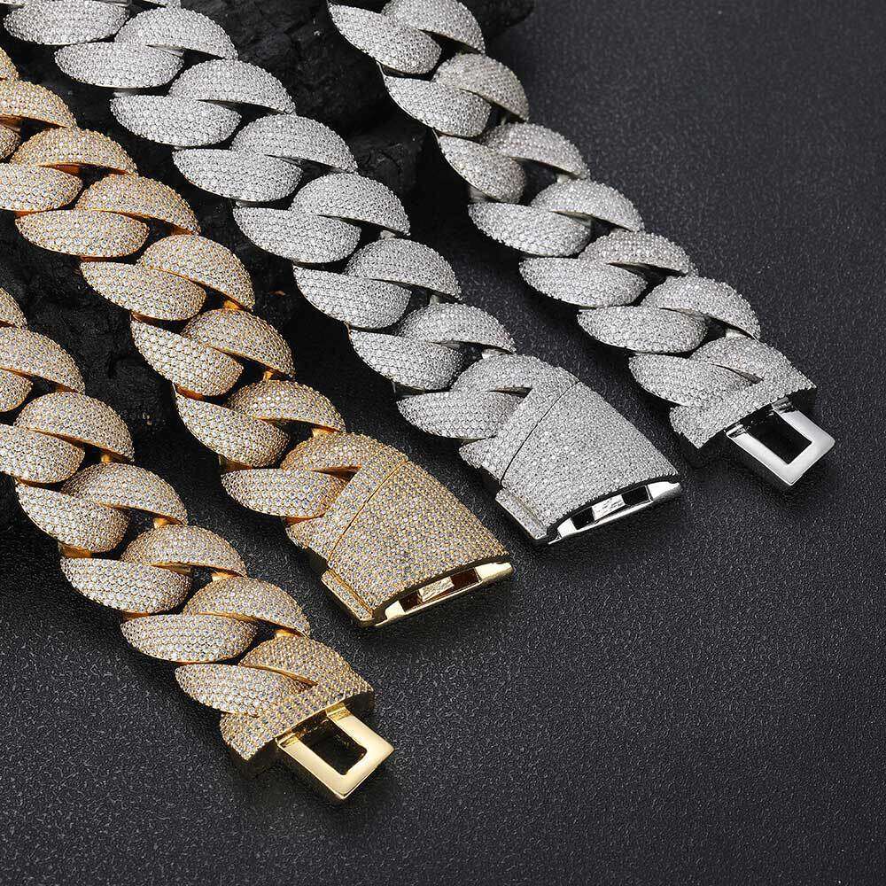 Hip Hop Jewelry 24mm Bubble Cuban Trendy Brand Personality Pave Zircon Men's Necklace 3818