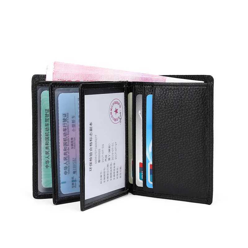 Classical Cowhide Leather Mens Wallets ID Holders Short Coin Purses Money Bag Clip Driver License Cover Z250621