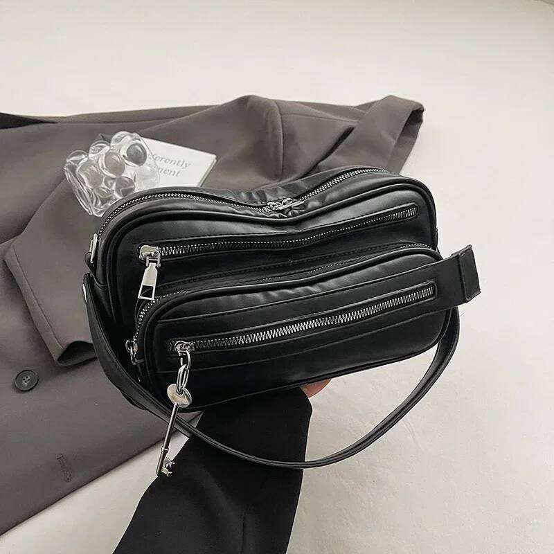 Large Capacity Soft Leather Messenger Women Multiple Zippers Pouch Shoulder Bag Casual Handbag Big Travel Crossbody Bags