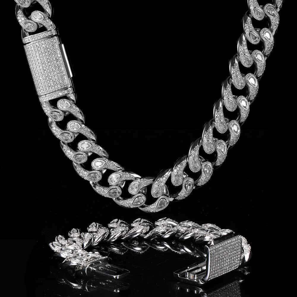 Hip Hop Jewelry Eye Zircon Men's Necklace High-Quality Micro-Paved Dia Trendy Cuban Bracelet 8fa6