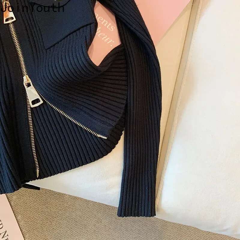 Knitted Cardigan Sweaters Jackets 2025 Womens Clothing Pull Femme Fashion Casual Zipper Sueter Slim Korean Cardigans Y2k Tops