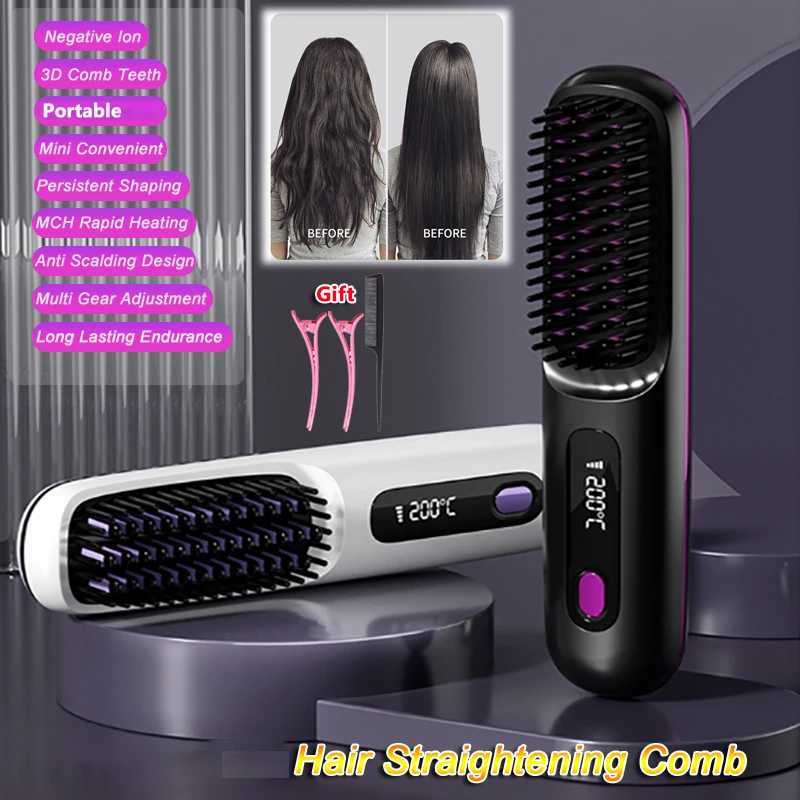 Straight Hair Comb Electric Hot Comb Mini Straight Curly Hair Two-in-one Comb Multifunctional Ceramic Hair CurlerXJ250621