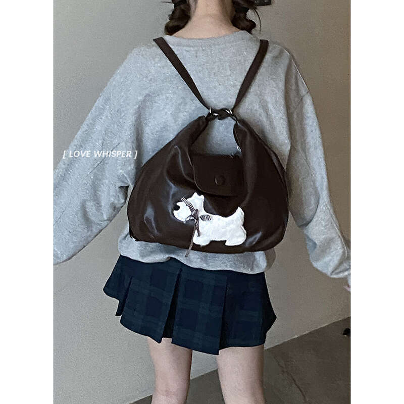 Niche Tote for designer bag Women 2024 New Korean Cute Puppy College Style Backpack Large Capacity Shoulder Bag