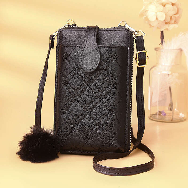 Phone for Women Korean Style Crossbody Large Capacity Ladies Wallet with Zipper Soft Leather Shoulder Bag
