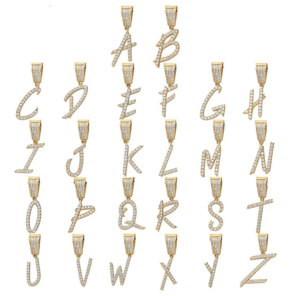 for Men Cursive Letter Pendant 26 English Letters Hip Hop Necklace DIY Splicing Set 1eaa