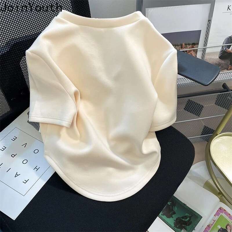 Woman T Shirts V-neck Letter Cherry Embroidery Summer Tees Short Sleeve Bottoms Casual Vintage Tops Chic Casual Oversized Tshirt
