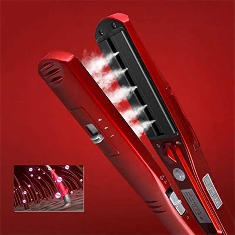Hot Sale Portable Steam Hydrating Hair Straightener Wet and Dry Dual Use 2 in 1 Professional Flat Irons and Curling IronXJ250621
