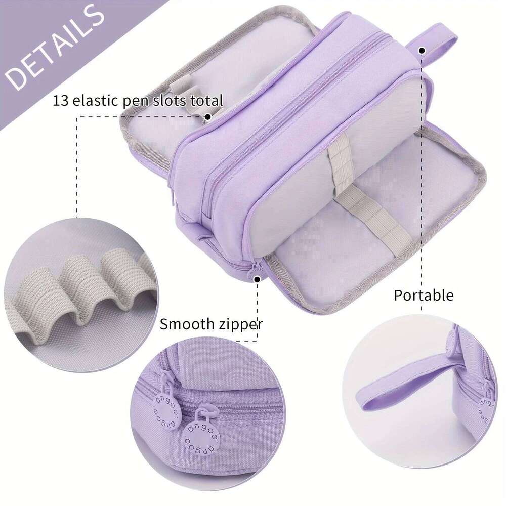 Large capacity stationery durable oxford cloth pencil case, portable organizer for school, office and university supplies