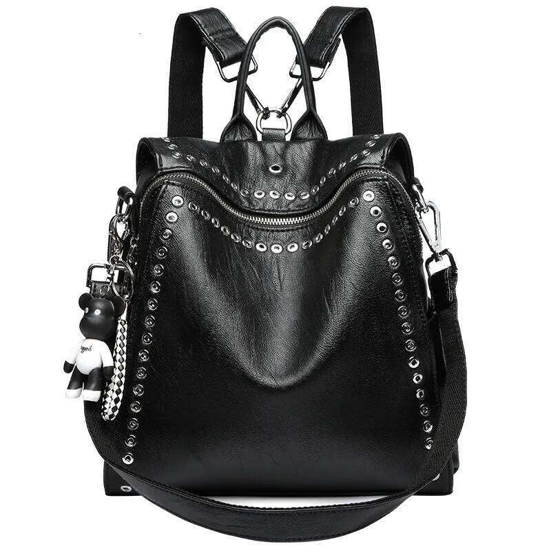 Designer bag Women Genuine Leather Backpack Rivet Multifunctional Shoulder Female Retro Travel Bag Teenage Girls Fashion Schoolbag