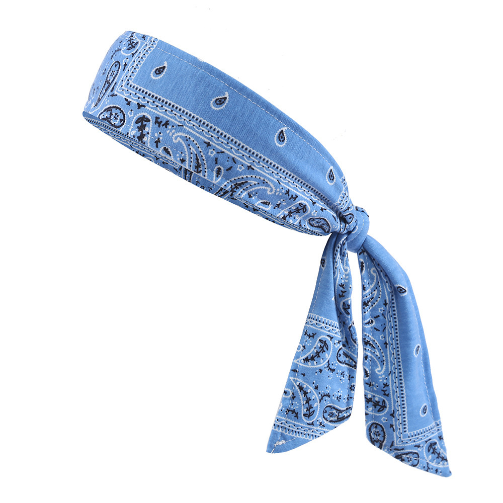 European and American Paisley patterned Street Sports Headband Tie on Polyester Sweat absorbing Headband for Cycling Running and Summer Cooling Ice Si